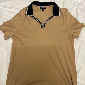 Express Men's Camel Polo with Black Collar